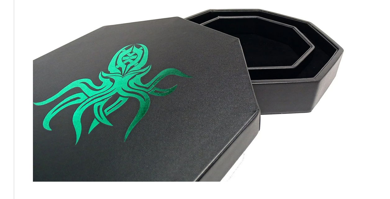 Easy Roller Green Cthulhu Dice Tray With Dice Staging Area and Lid | Odin's Place