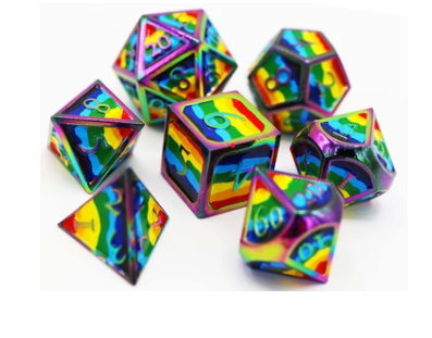 Foam Brain Pride Flag Rainbow RPG Metal Dice Set | Odin's Place