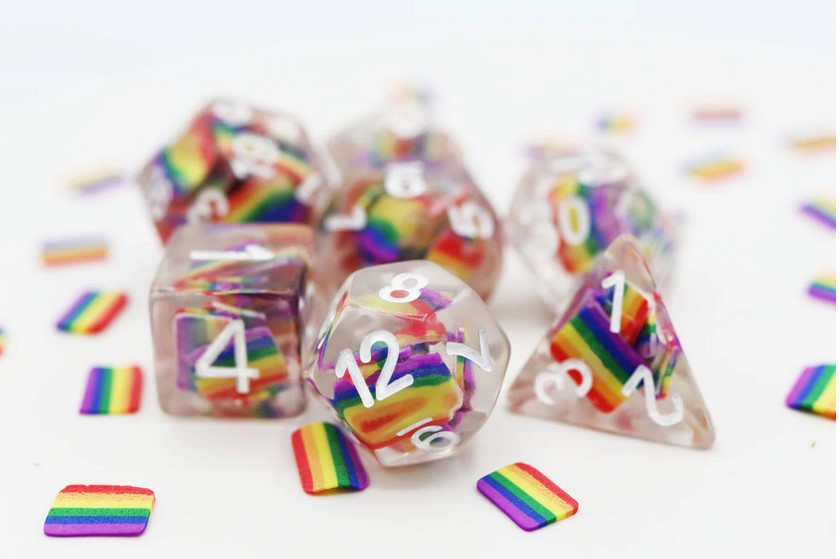 Foam Brain Resin Rainbow Flag Poly 7 Dice Set | Odin's Place