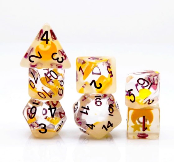 Foam Brain Glow in the Dark Moon and Star Dice Set | Odin's Place
