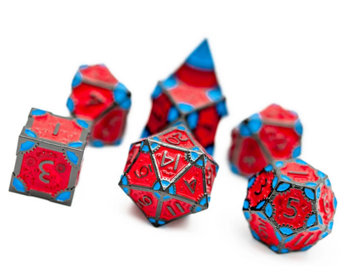 Foam Brain Steampunk Rockabilly RPG Metal Dice Set | Odin's Place