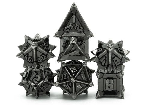 Foam Brain Silver Flail RPG Metal Dice Set | Odin's Place