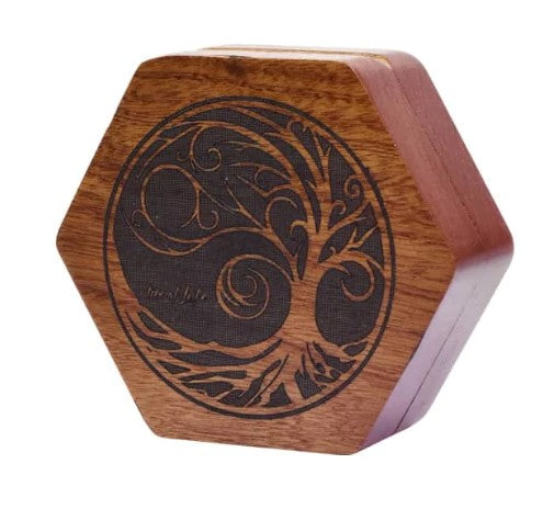 Foam Barain Wooden Dice Vault: Tree of Life Hexagonal | Odin's Place