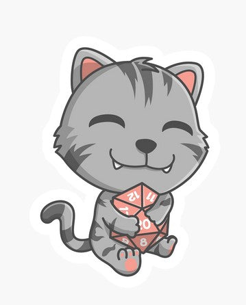 Many Worlds d20 Cat Sticker | Odin's Place