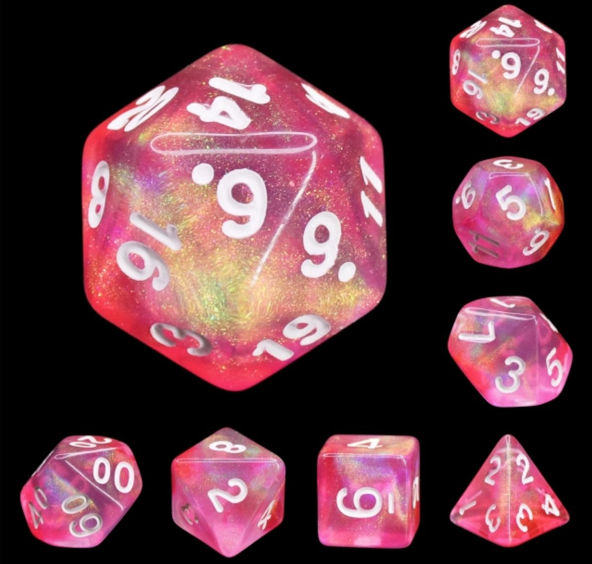 Foam Brain Pink Bunny Poly 7 Dice Set | Odin's Place
