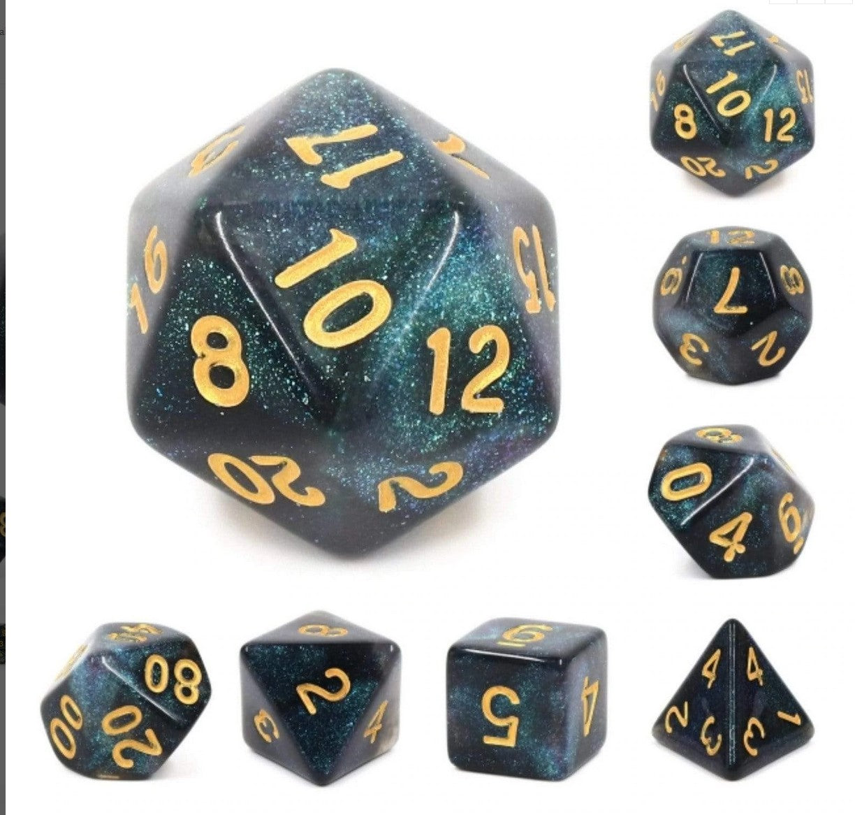 Foam Brain Emerald Aurora Poly 7 Dice Set | Odin's Place