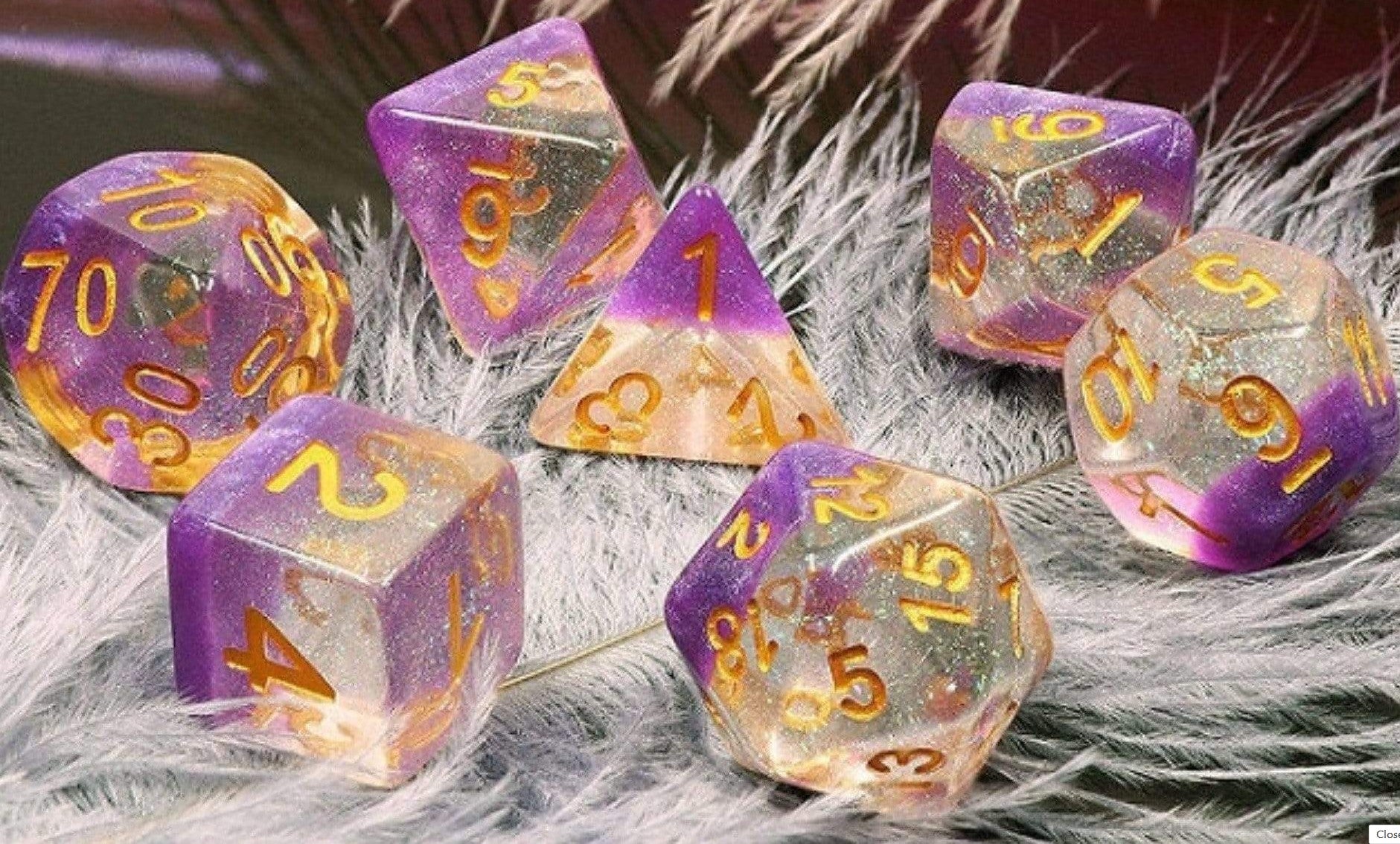 Foam Brain Violet Sunset Poly 7 Dice Set | Odin's Place