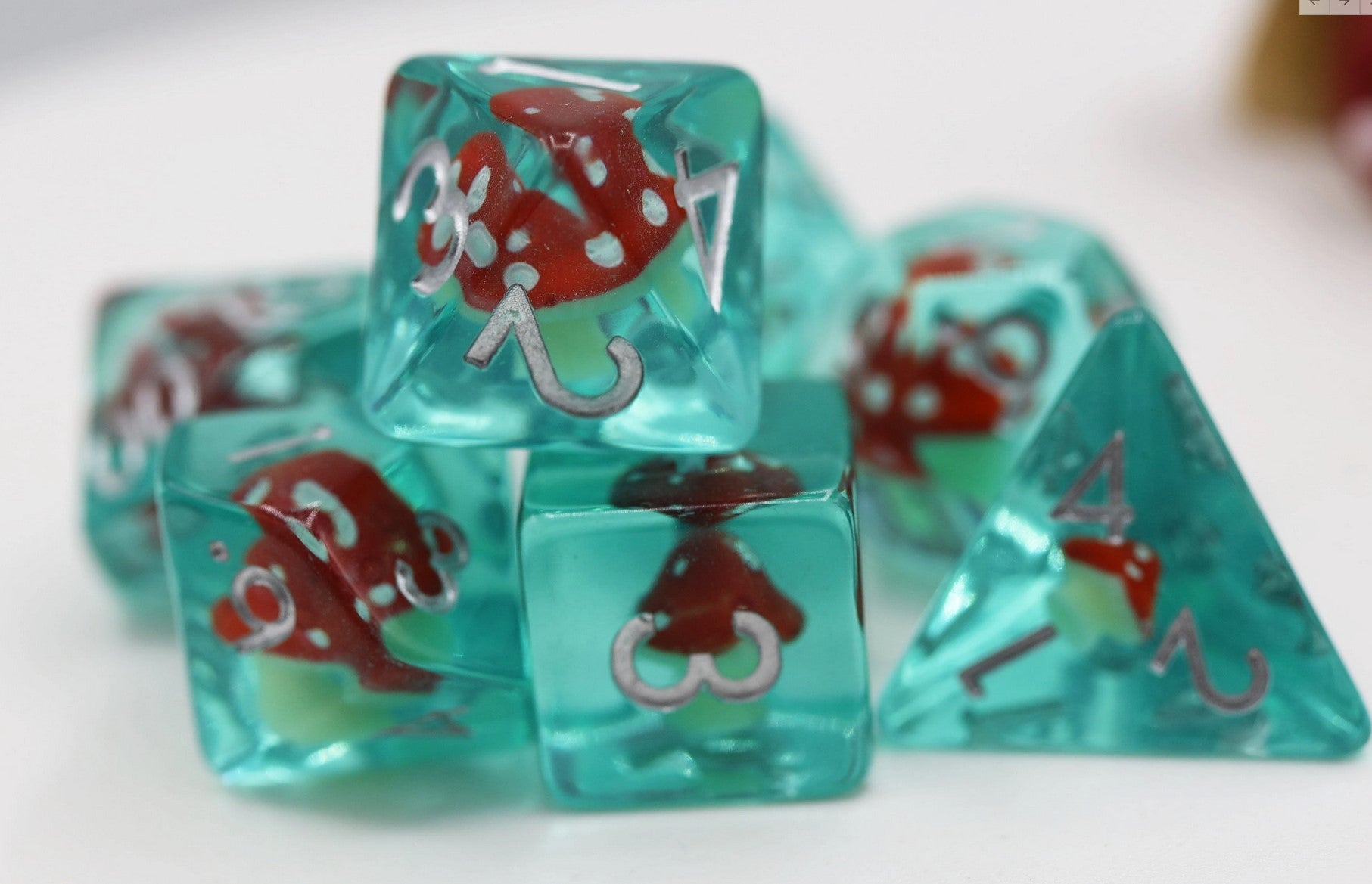 Foam Brain Power-Up Mushroom 7 Dice Set | Odin's Place