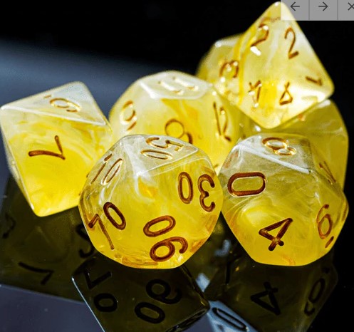 Foam Brain Yellow Silk RPG Dice Set | Odin's Place