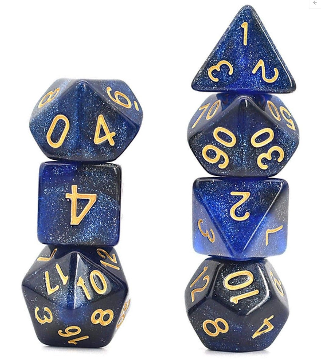 Foam Brain Black and Blue Galaxy RPG Dice Set | Odin's Place