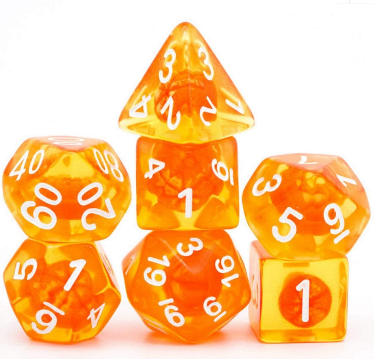 Foam Brain Orange Tangerine RPG Dice Set | Odin's Place