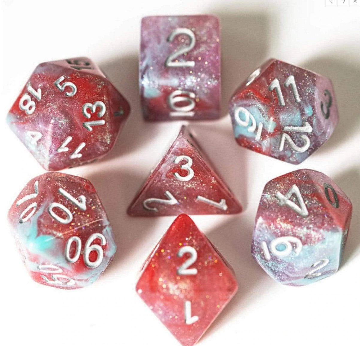 Foam Brain Geranium Poly 7 Dice Set | Odin's Place