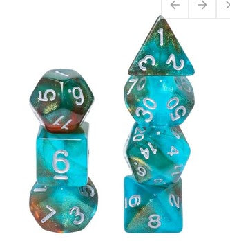 Foam Brain Glow in the Dark Blue Nebula Poly 7 Dice Set | Odin's Place