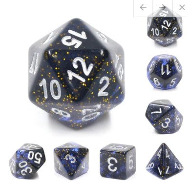 Foam Brain Clear Night Sky Poly 7 Dice Set | Odin's Place