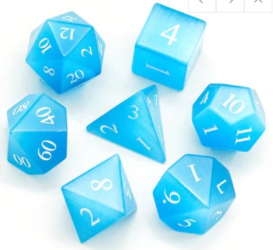 Foam Brain Cat's Eye Gemstone Poly 7 Dice Set - Blue | Odin's Place
