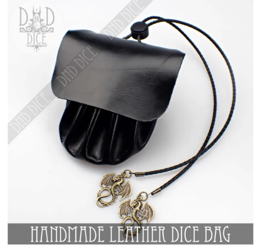 DND Dice Leather Dice Bag & Dice Tray: Dragons/Black | Odin's Place