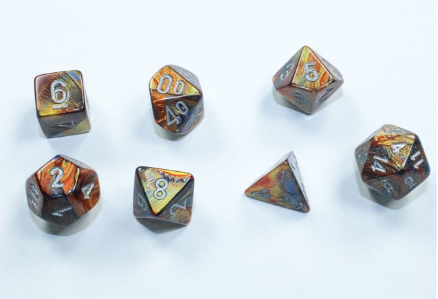 Chessex Mini Poly 7 Dice Set: Lustrous Gold and Silver | Odin's Place