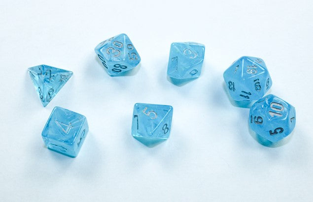 Chessex Mini Poly 7 Dice Set: Luminary Sky with Silver | Odin's Place