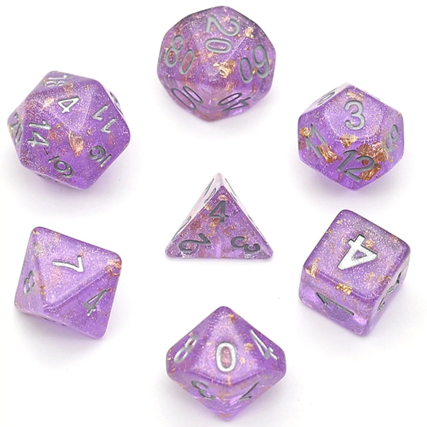 Foam Brain Purple with Gold Foil Poly 7 Dice Set | Odin's Place