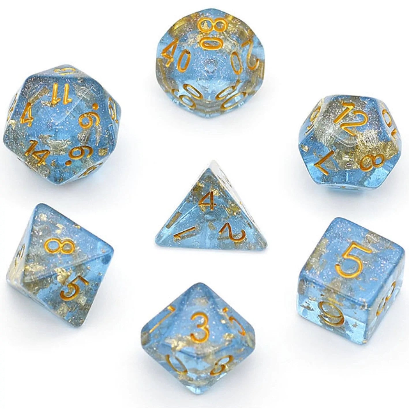 Foam Brain Blue With White Foil Poly 7 Dice Set | Odin's Place