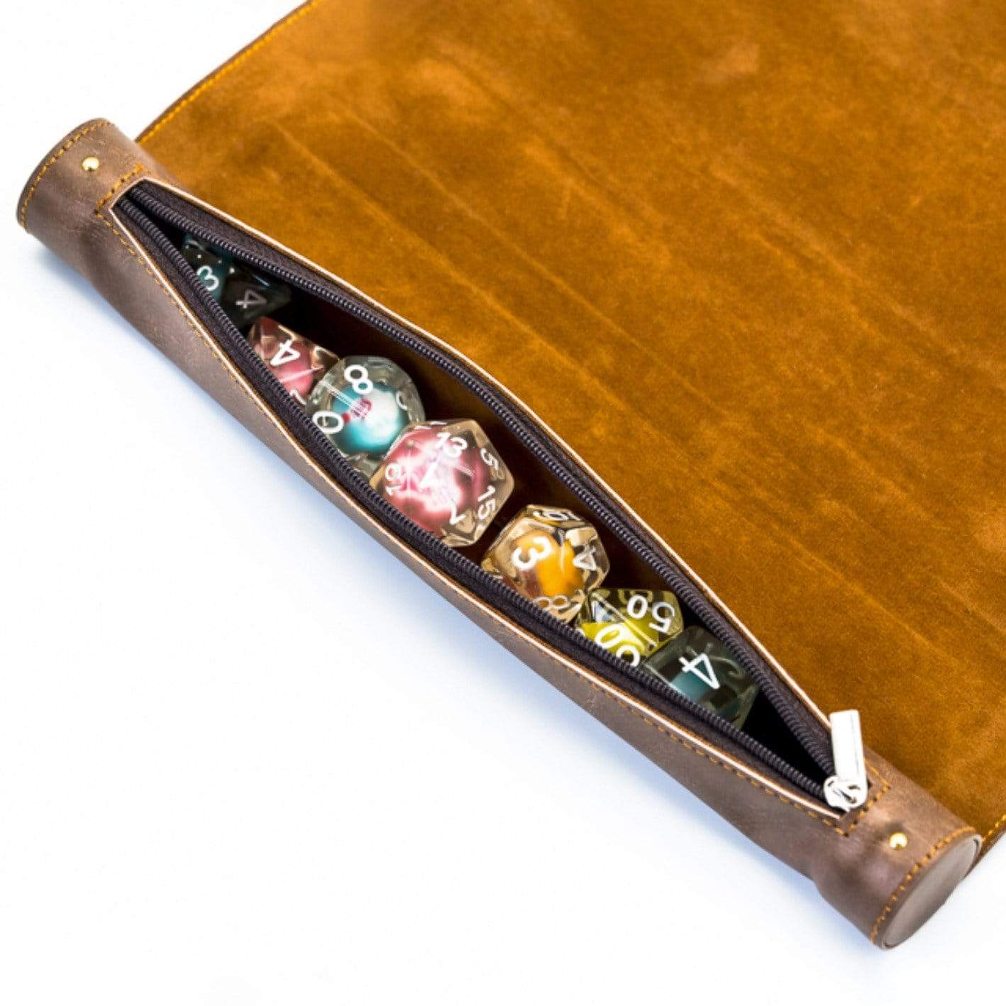 Foam Brain Brown Roll Up Leatherette Dice Mat | Odin's Place