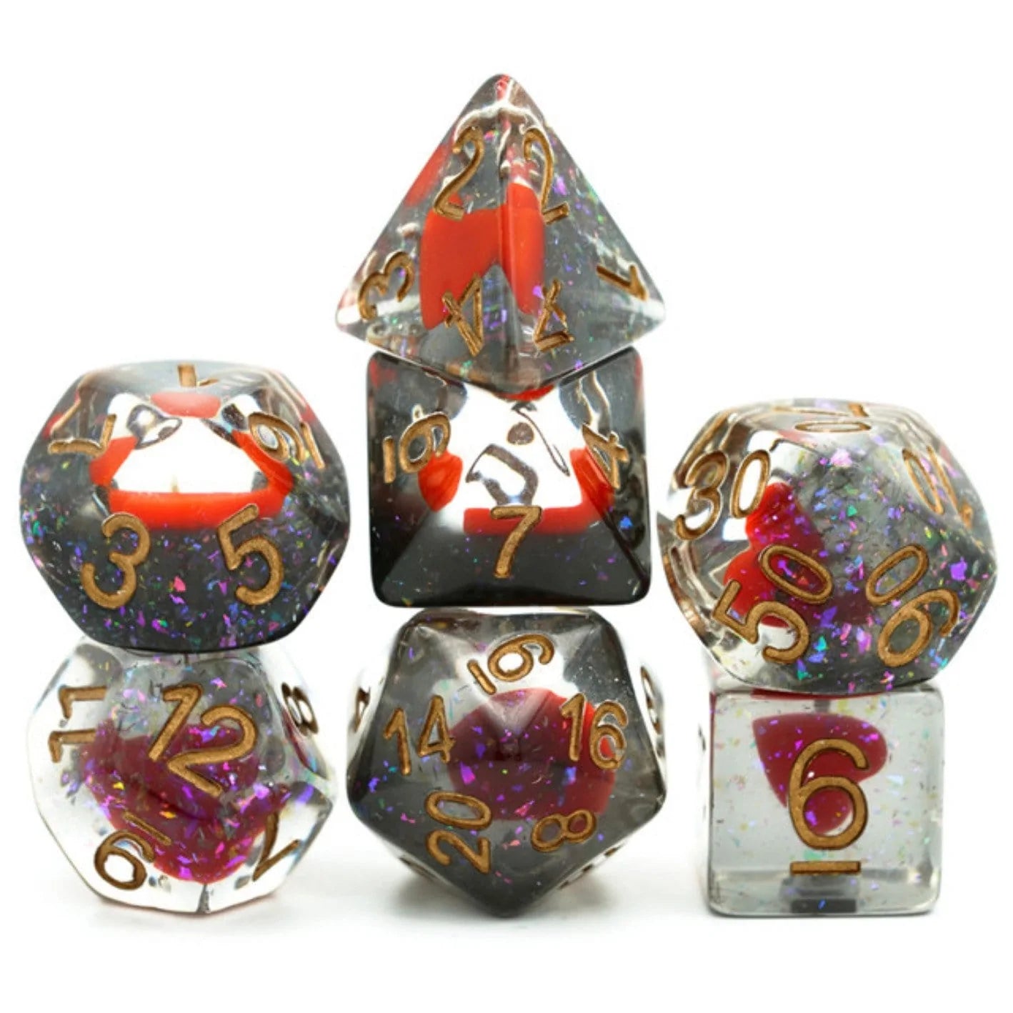Foam Brain Suit of Dice: Hearts Poly 7 Dice Set | Odin's Place