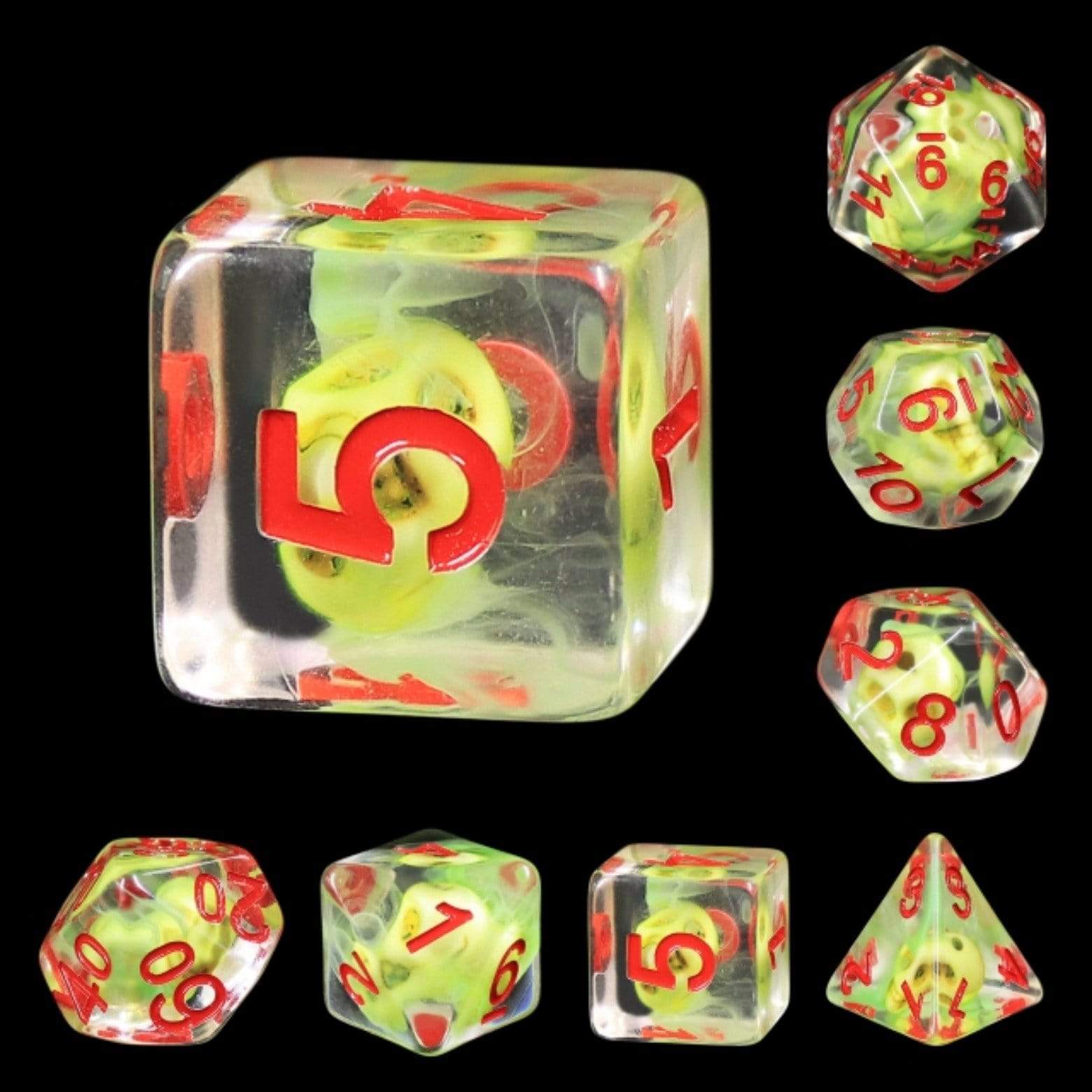 Foam Brain Sulfur Skull RPG Dice Set | Odin's Place