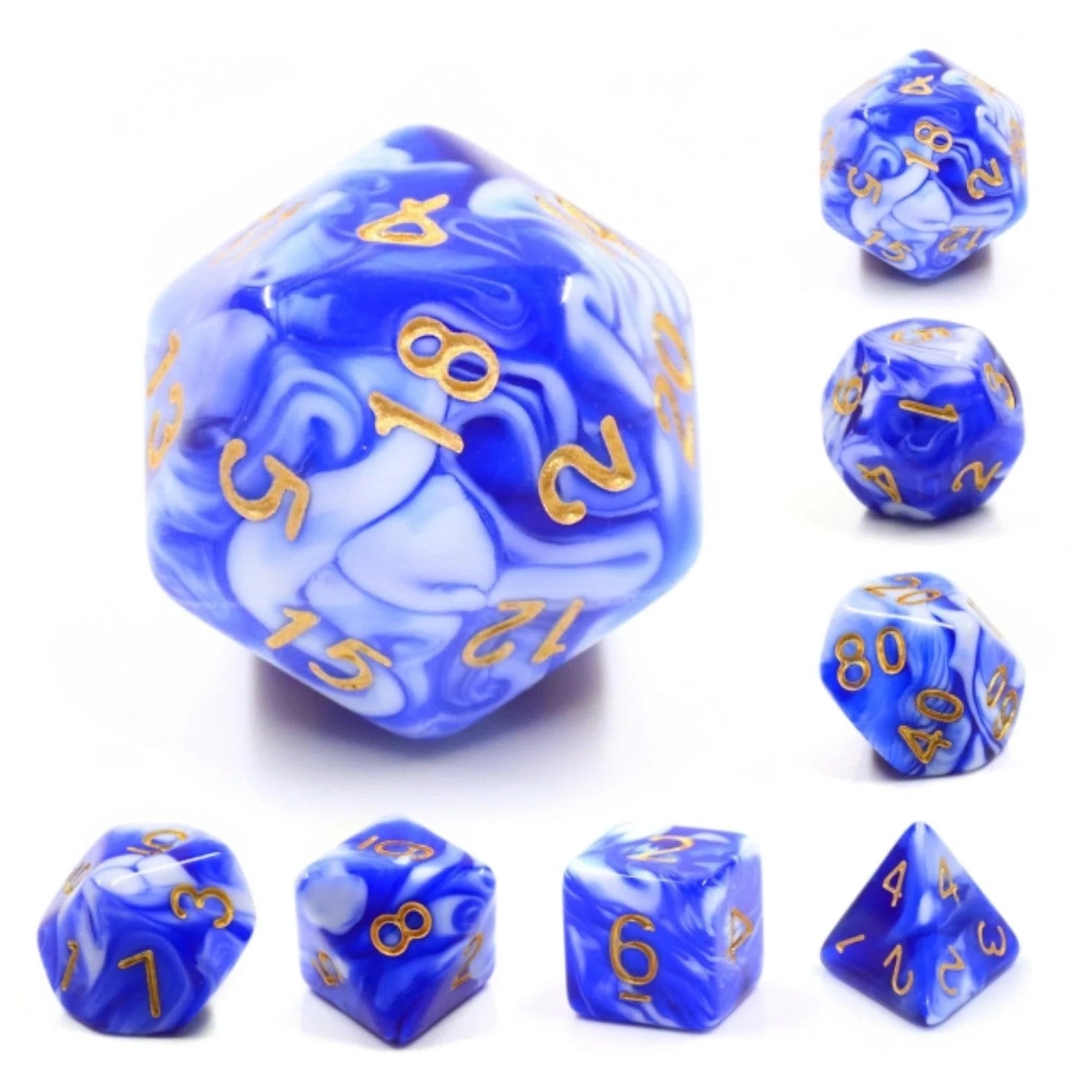 Foam Brain Blue Porcelain Poly 7 Dice Set | Odin's Place