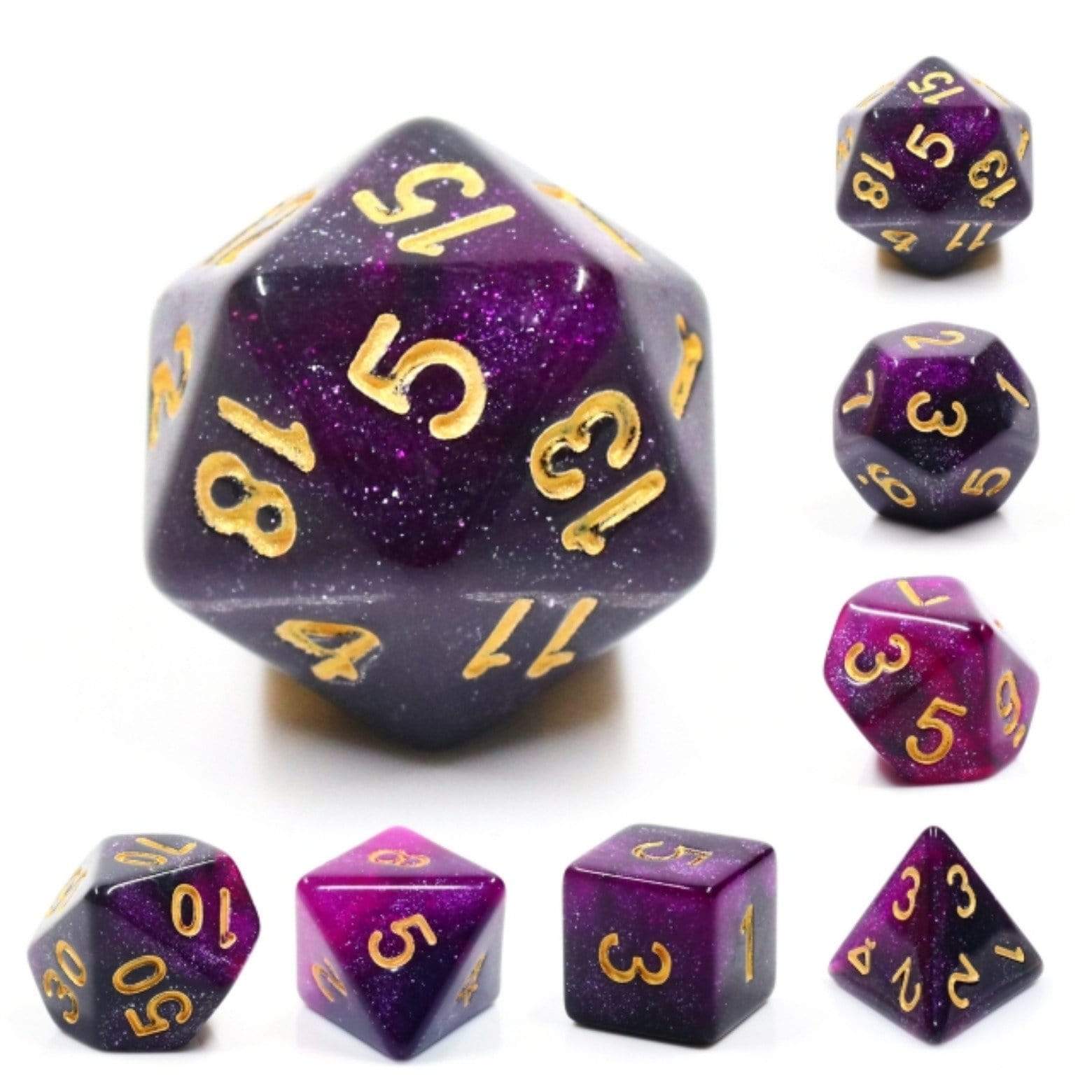 Foam Brain Black and Purple Glitter RPG Dice Set | Odin's Place