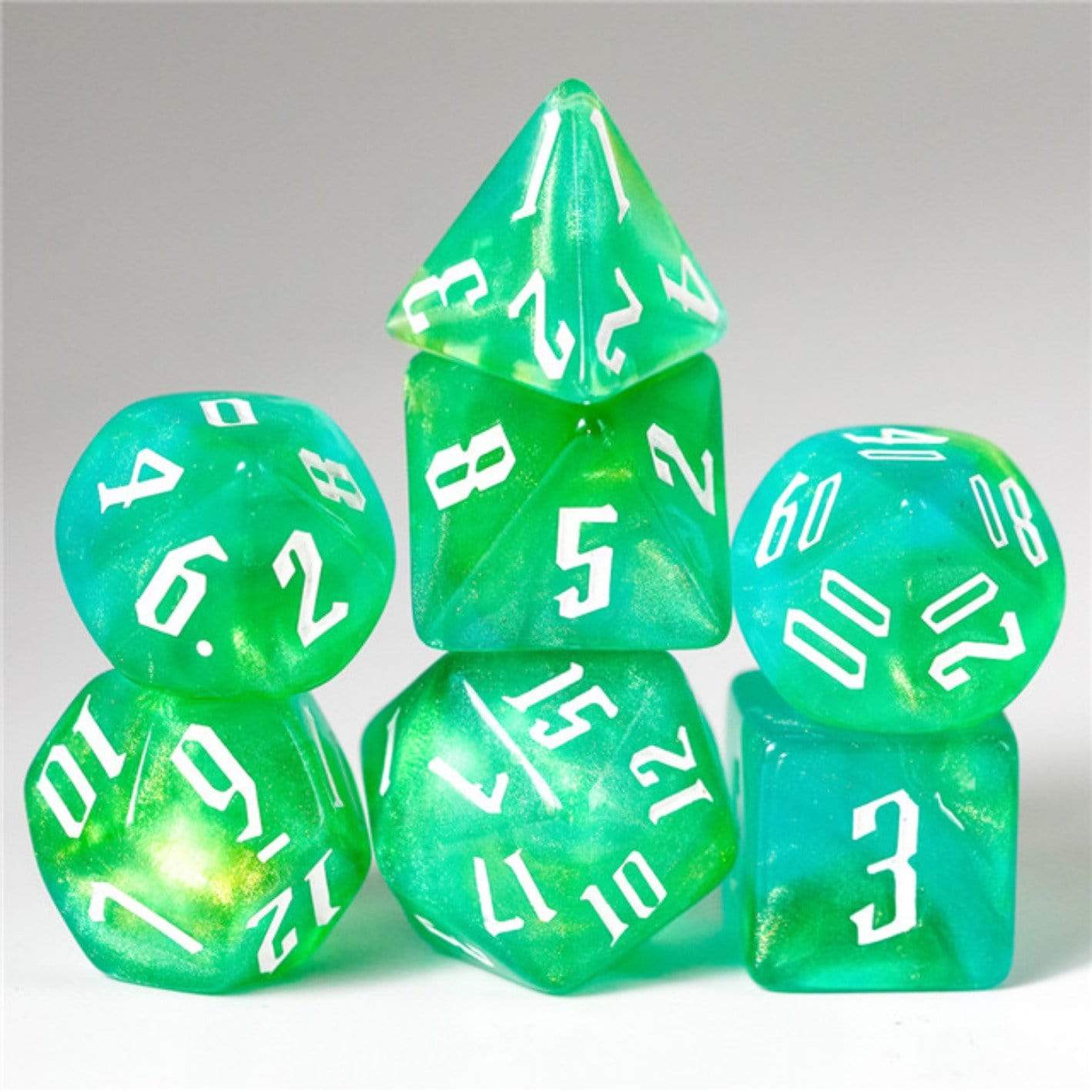 Foam Brain Magician's Green & Yellow RPG Dice Set | Odin's Place