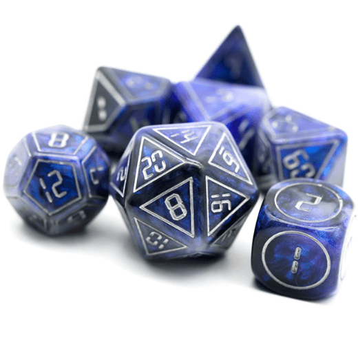 Foam Brain Cybernated Blue & Black RPG Dice Set - XLarge | Odin's Place