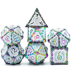 Foam Brain Dagger of Venom: White Rainbow Poly 7 Dice Set | Odin's Place