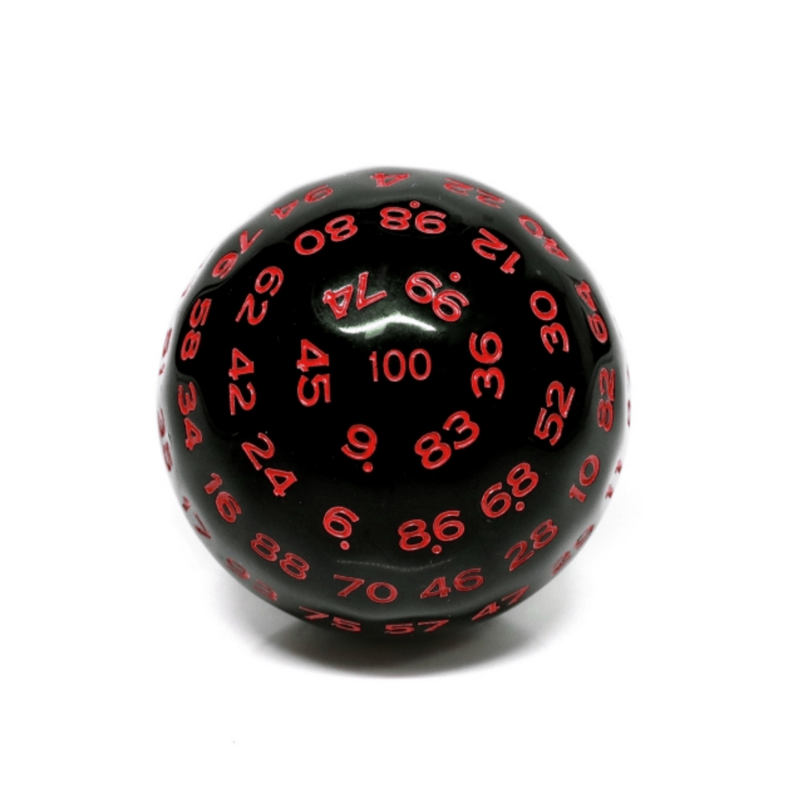Foam Brain 100 Sided Die - Black Opaque with Red D100 | Odin's Place
