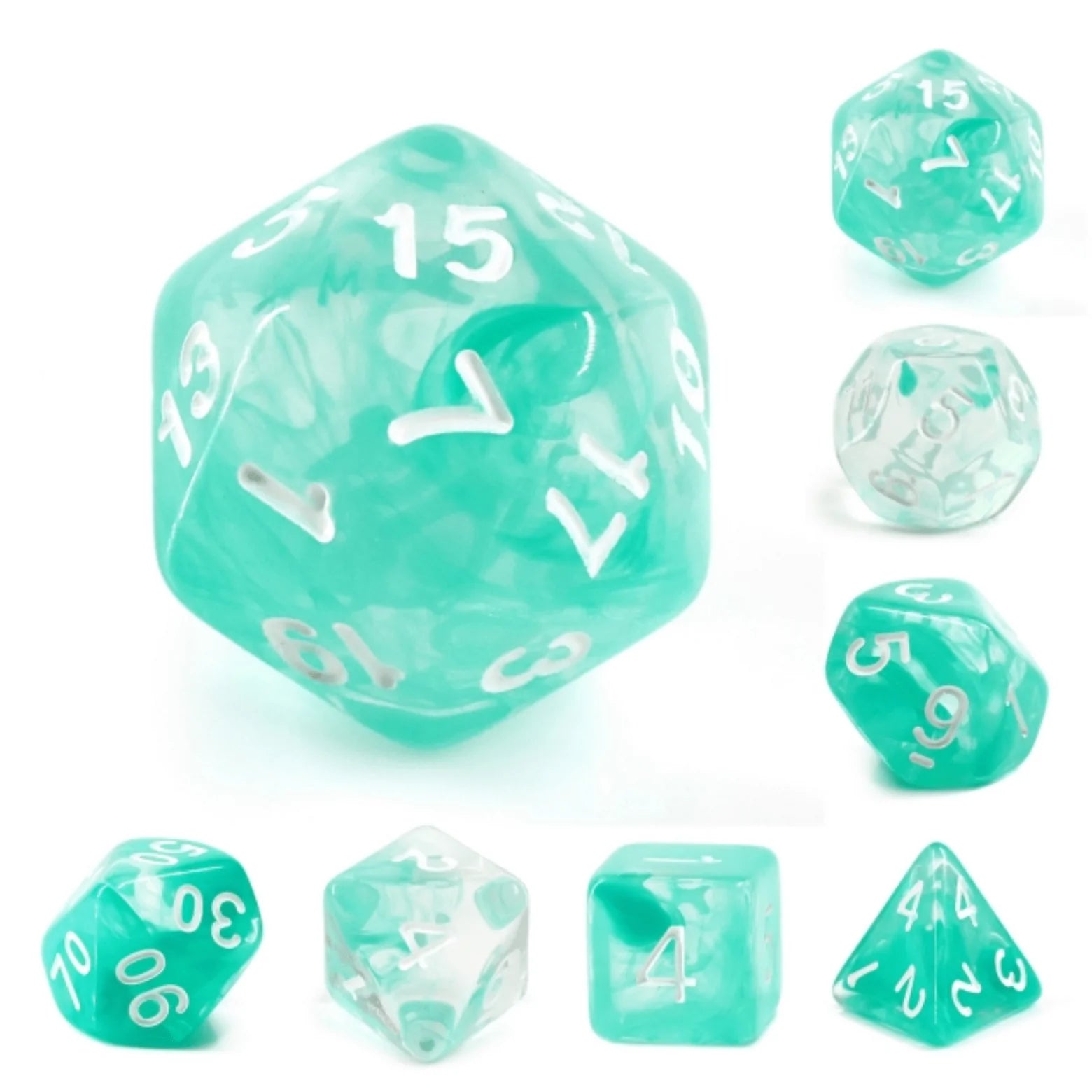 Foam Brain Lake Teal Poly 7 Dice Set | Odin's Place
