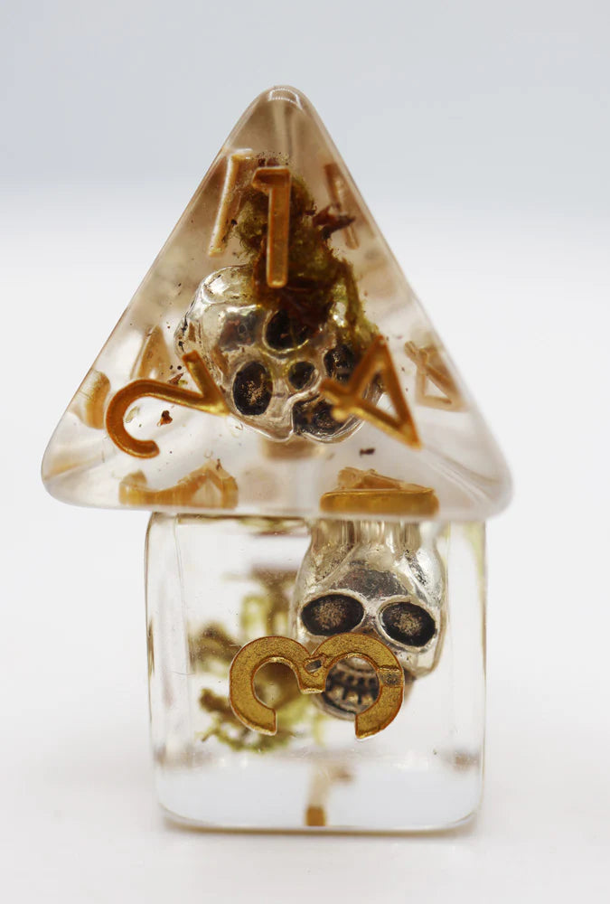 Foam Brain Silver Pirate Skull RPG Dice Set | Odin's Place