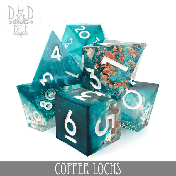 DND Dice Poly 7 Dice Set: Copper Lochs Liquid Core | Odin's Place