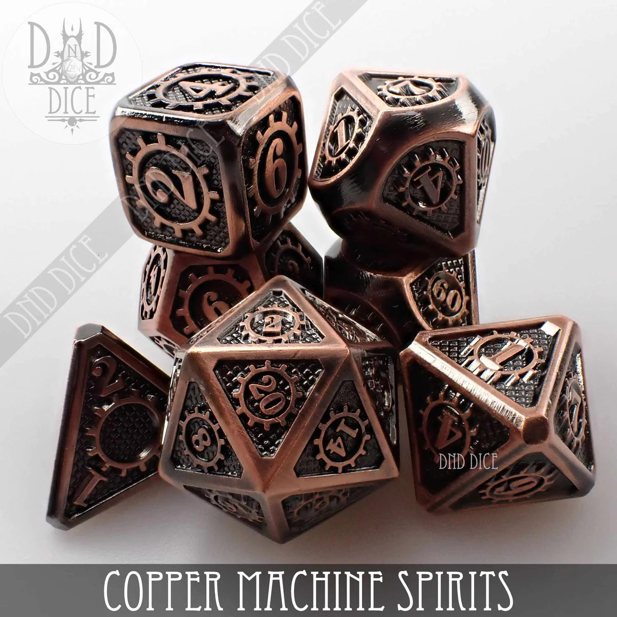 DND Dice Poly 7 Metal Dice Set: Copper Machine Spirits | Odin's Place