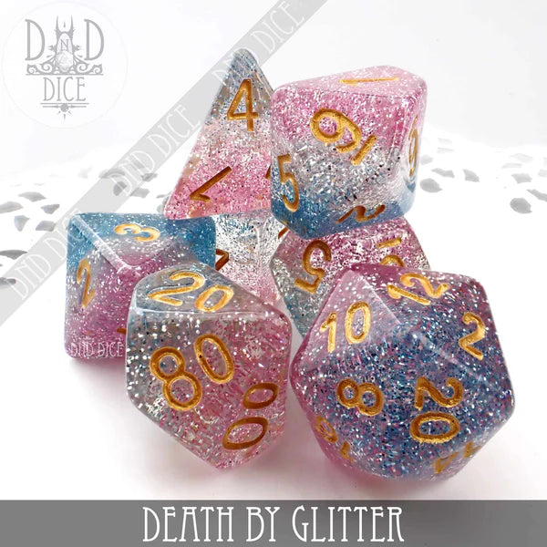 DND Dice Poly 7 Set: Death by Glitter | Odin's Place