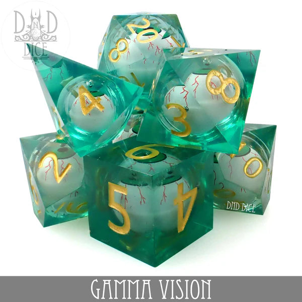 DND Dice Poly 7 Dice Set: Liquid Core Gamma Vision | Odin's Place