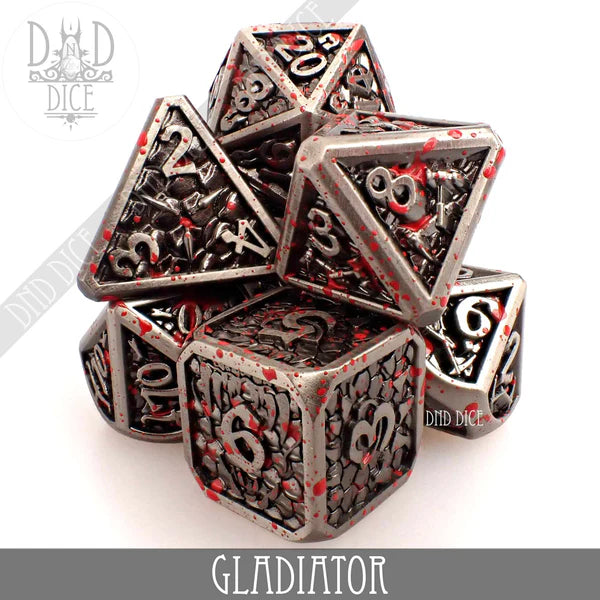 DND Dice Poly 7 Metal Dice Set: Gladiator | Odin's Place