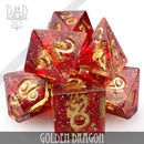DND Dice Poly 7 Dice Set: Golden Dragon Handmade | Odin's Place