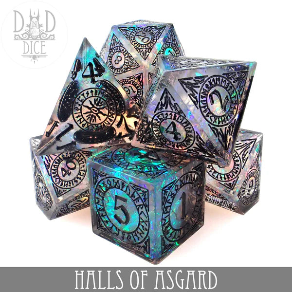 DND Dice Poly 7 Handmade Sharp Dice Set: Halls of Asgard | Odin's Place