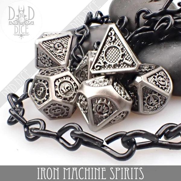 DND Dice Poly 7 Metal Dice Set: Iron Machine Spirits | Odin's Place