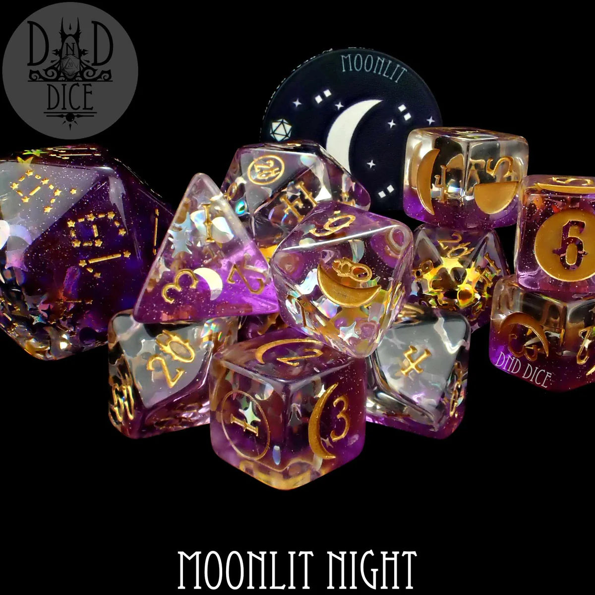 DND Dice 12 Dice Set: Moonlit Night | Odin's Place