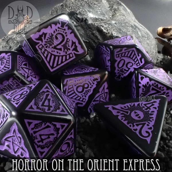 Q Workshop Poly 7 Dice Set: Call of Cthulhu Horror on the Orient Express | Odin's Place