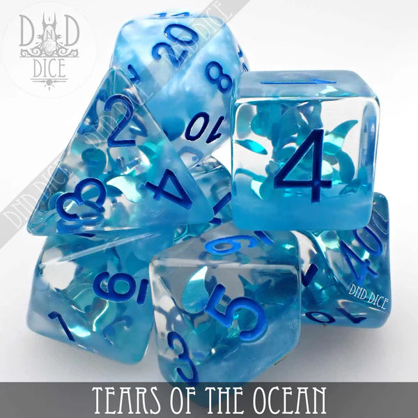 DND Dice Poly 7 Dice Set: Tears of the Ocean | Odin's Place