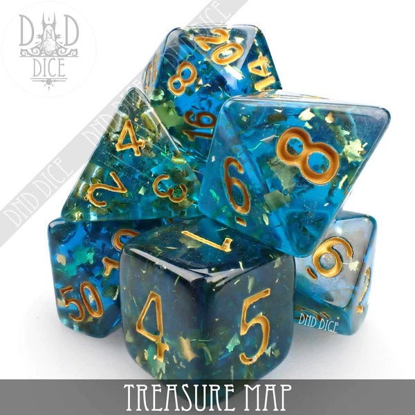 DND Dice Poly 7 Dice Set: Treasure Map | Odin's Place