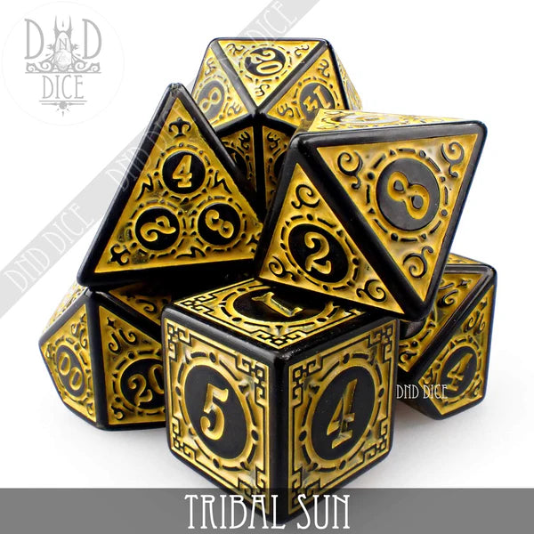 DND Dice Poly 7 Dice Set: Tribal Sun | Odin's Place