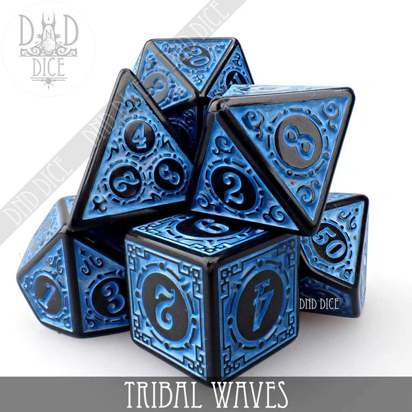 DND Dice Poly 7 Dice Set: Tribal Waves | Odin's Place