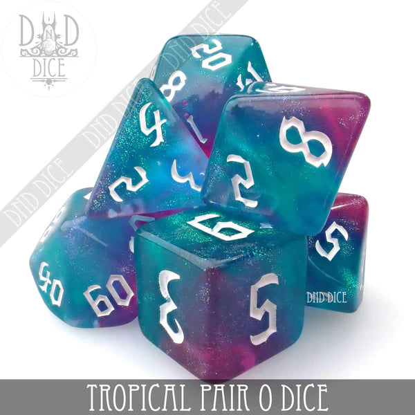 DND Dice Poly 7 Dice Set: Tropical Pair O Dice | Odin's Place